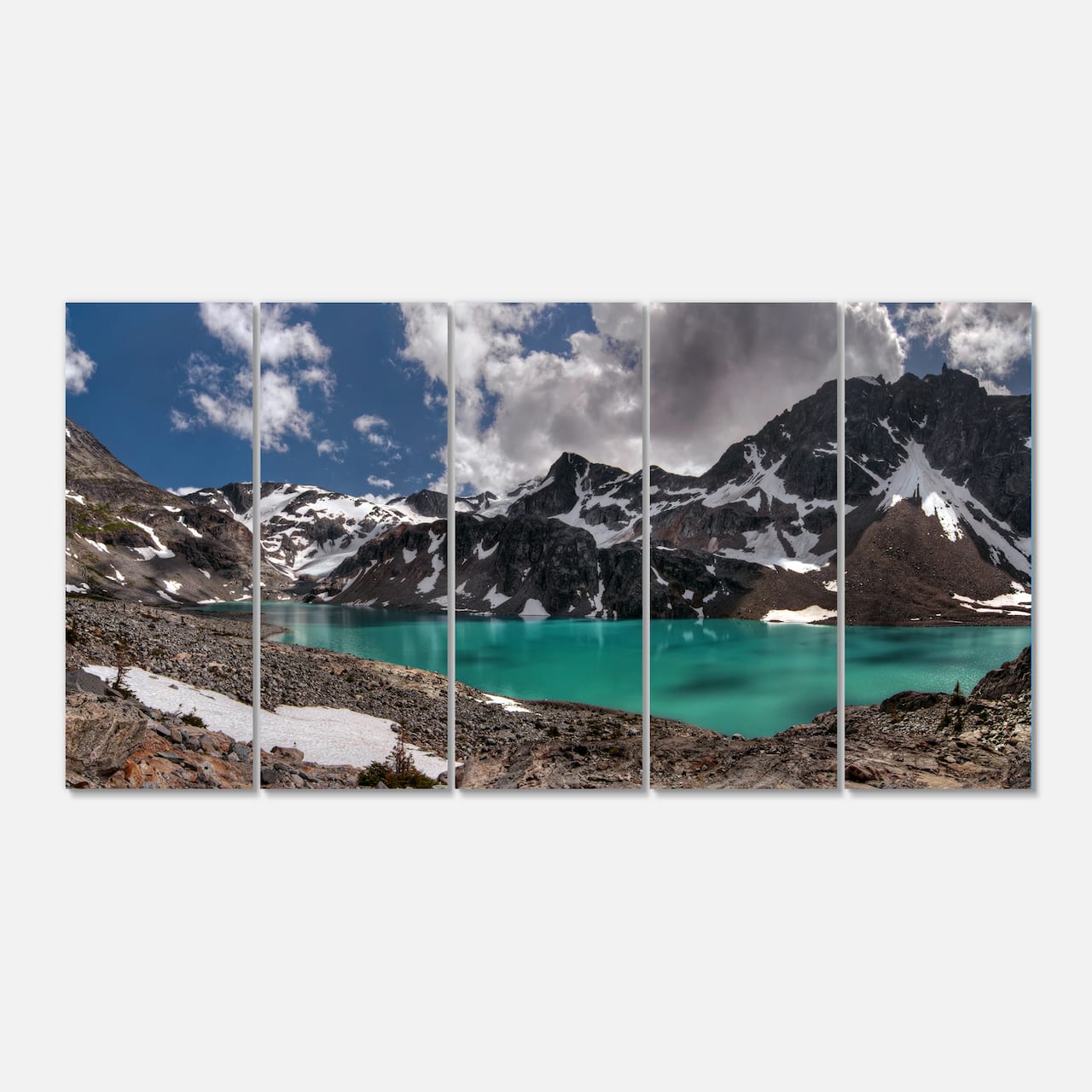 Designart - Distant Mountains and Mountain Lake - Landscape Canvas Art Print